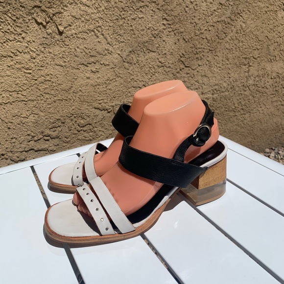 Justa Osadia designer sandals black and white leather size 40 - Picture 4 of 16